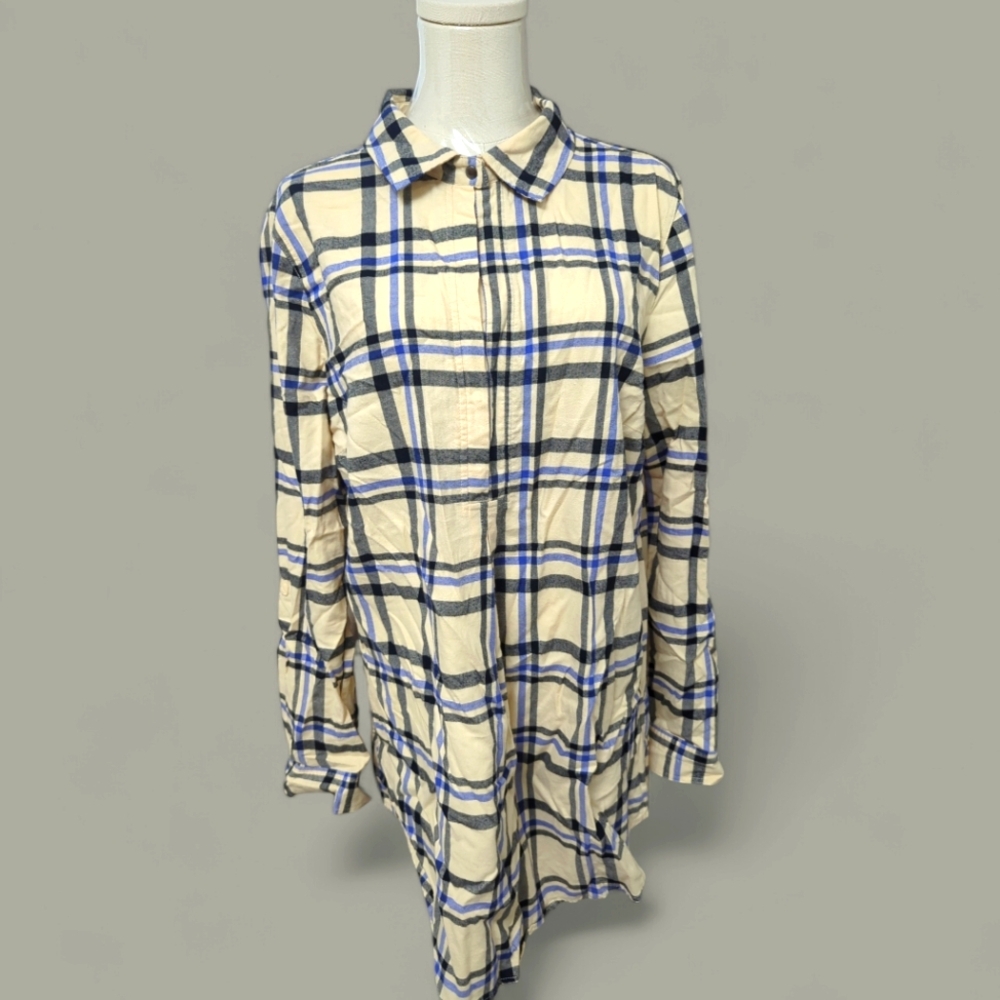 Reg $210 Tyler Boe Shirt WomensPlaid Snap Blouse size XL